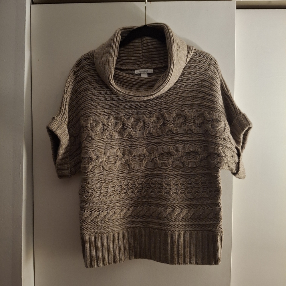 Dress Barn Women's Brown Cowl Neck Short Sleeve Sweater
